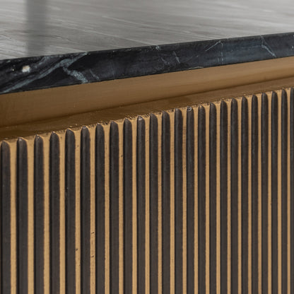 TV-Meubel Ironville zwart en goud marmer, detail van het materiaal