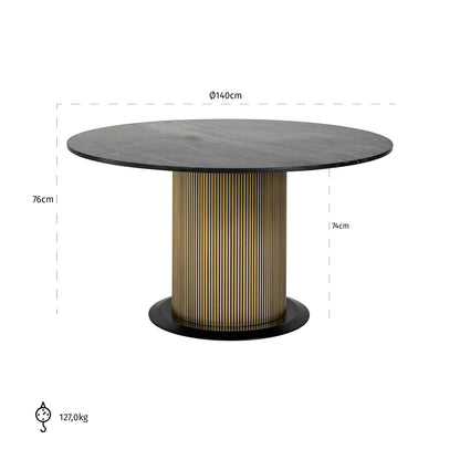 Eettafel Ironville | Zwart/Goud Marmer