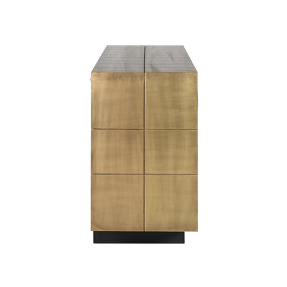 Dressoir Collada brushed gold, zijaanzicht op witte achtergrond