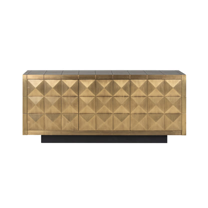 Dressoir Collada brushed gold, vooraanzicht op witte achtergrond