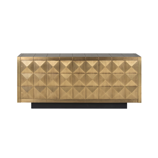 Dressoir Collada brushed gold, vooraanzicht op witte achtergrond