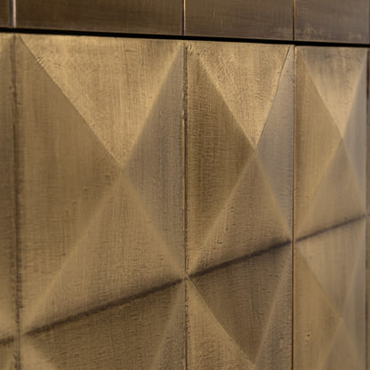 Dressoir Collada brushed gold, detail van het materiaal