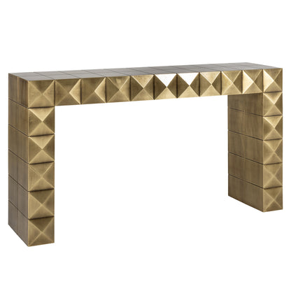 Wandtafel Collada brushed gold, schuin vooraanzicht op witte achtergrond