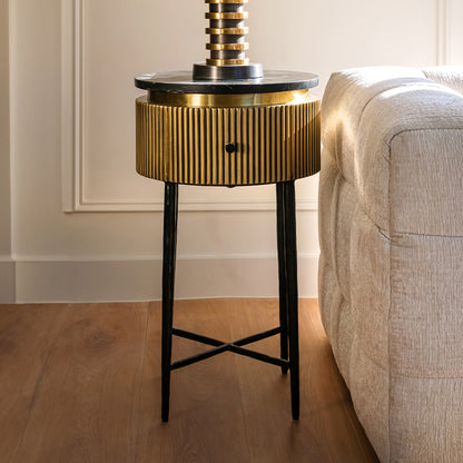 Bijzettafel Ironville | Goud Zwart Marmer