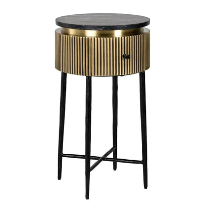 Bijzettafel Ironville | Goud Zwart Marmer