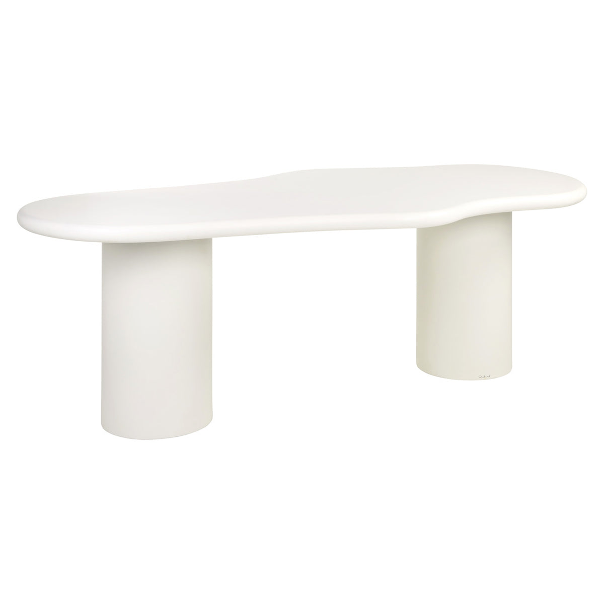 Eettafel Bloomstone wit gips 230 cm, schuin vooraanzicht op witte achtergrond