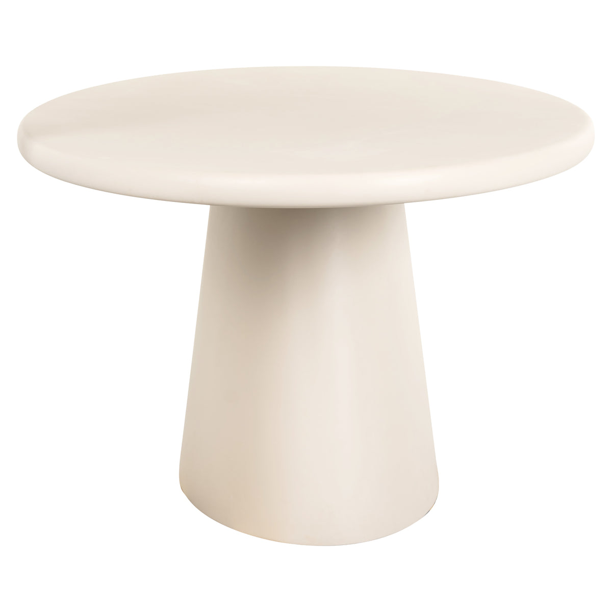 Eettafel Clayton beige mdf, vooraanzicht op witte achtergrond