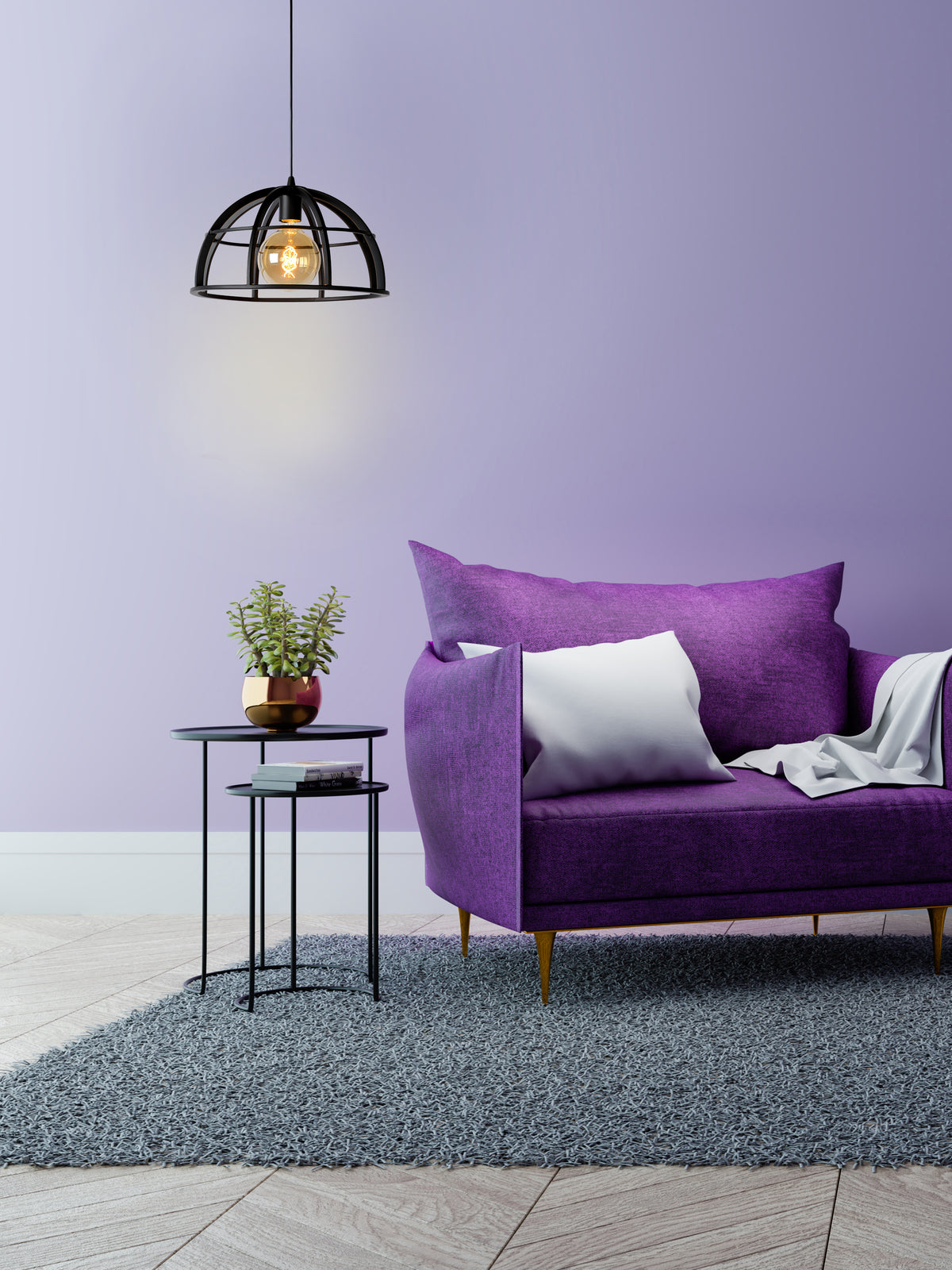 Hanglamp Dikra zwart metaal in een interieur