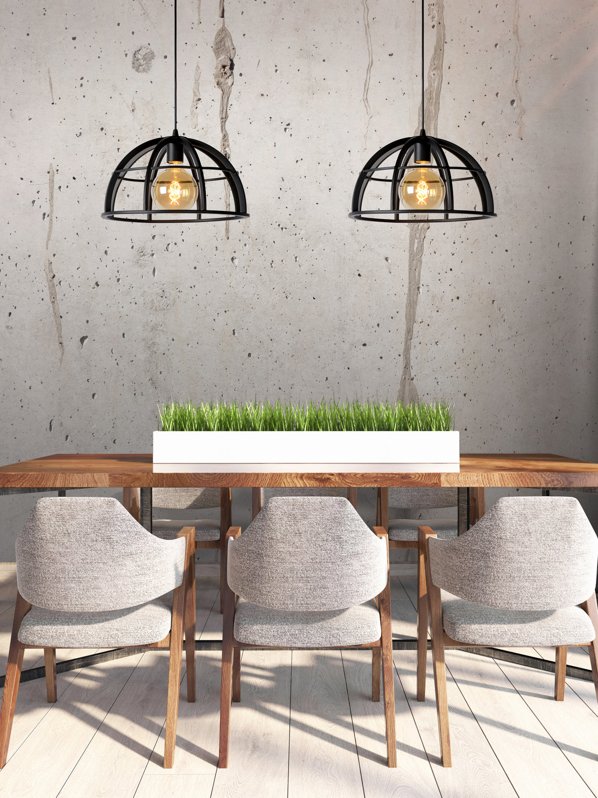 Hanglamp Dikra zwart metaal in een interieur