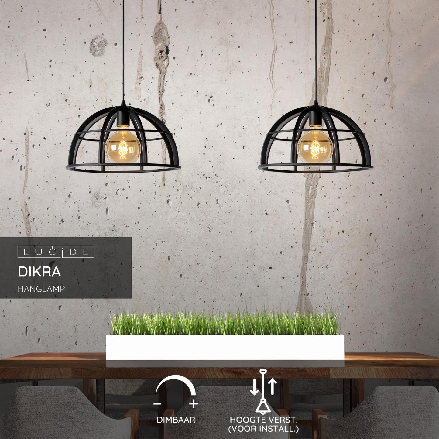 Hanglamp Dikra | Zwart Metaal