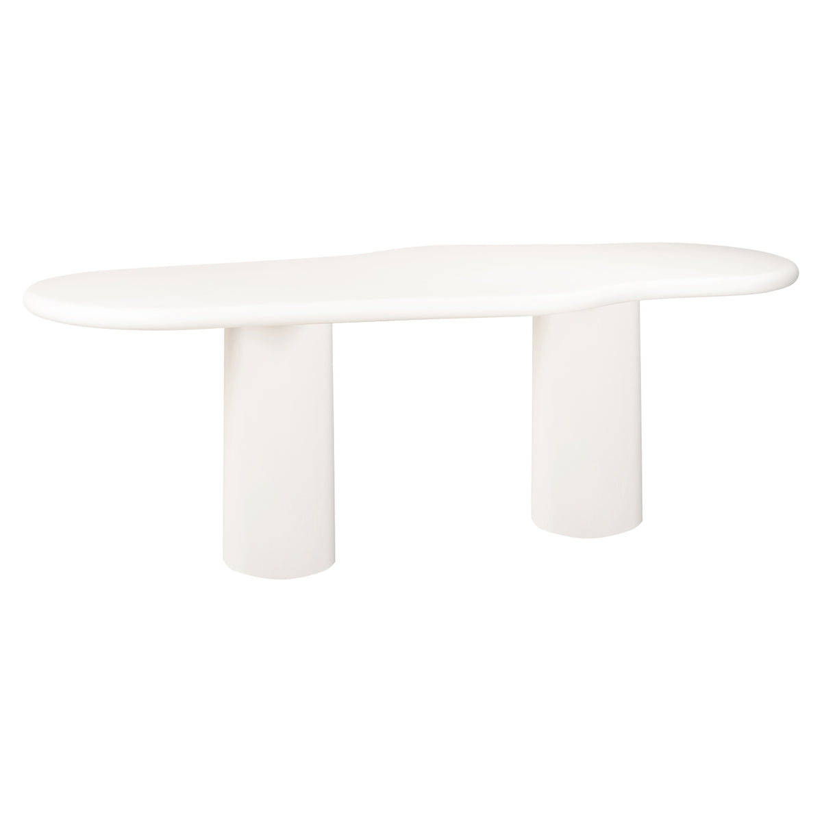 Eettafel Bloomstone wit mdf 260 cm, schuin vooraanzicht op witte achtergrond