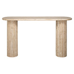 Sidetable La Cantera naturel travertin, vooraanzicht op witte achtergrond
