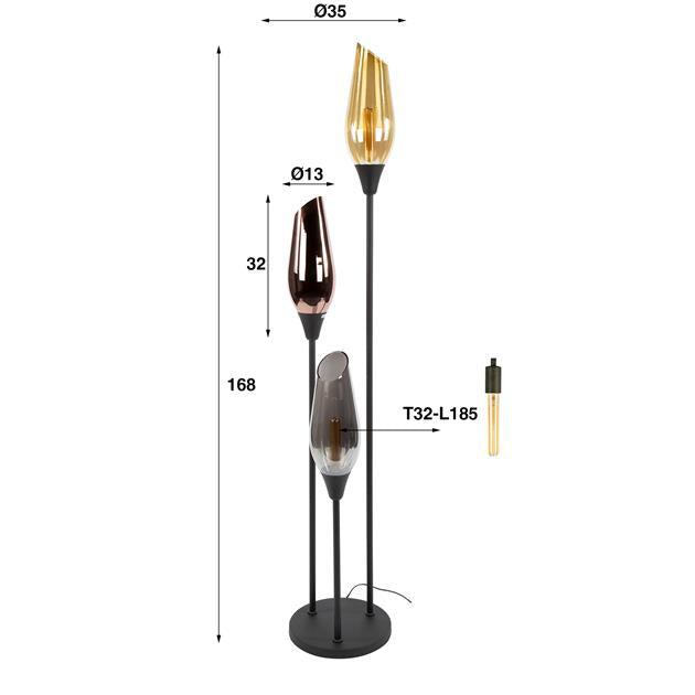 Vloerlamp Tiemo | Metaal Zwart