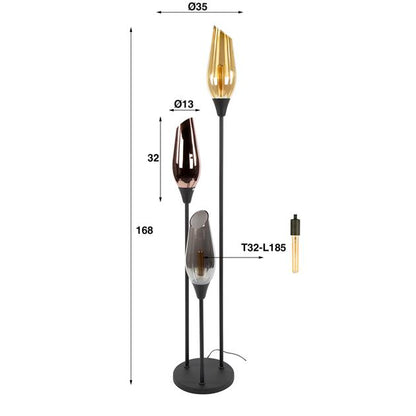Vloerlamp Tiemo | Metaal Zwart