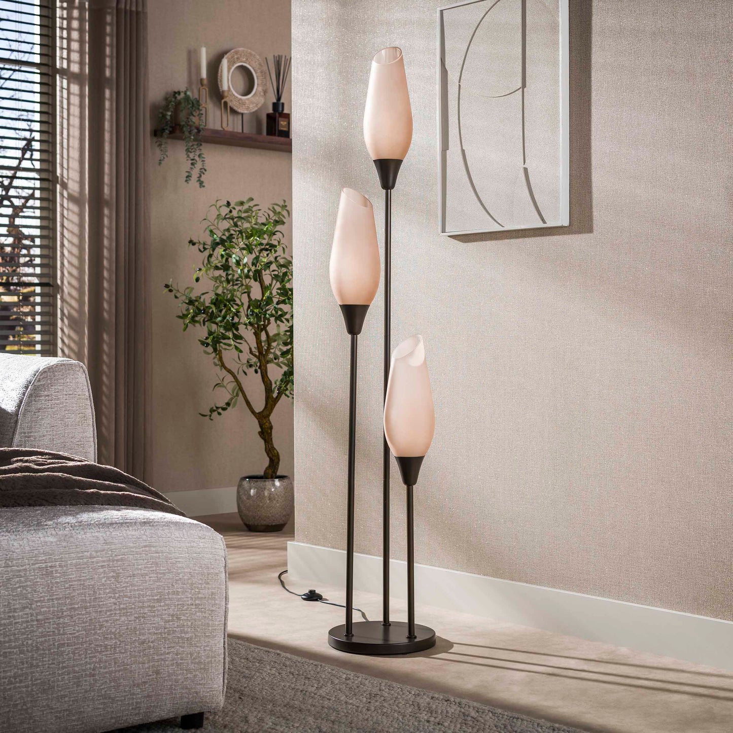 Vloerlamp Cocoon | 3 Lichts | Sienna Bruin Frosted