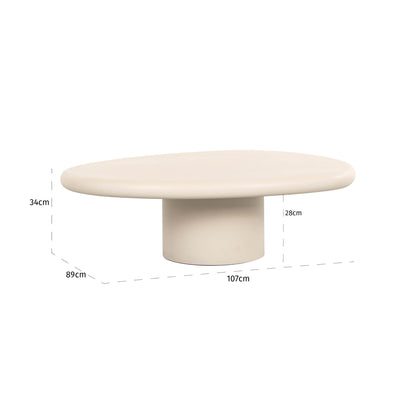 Salontafel Clayton beige mdf, maatvoering met afmetingen