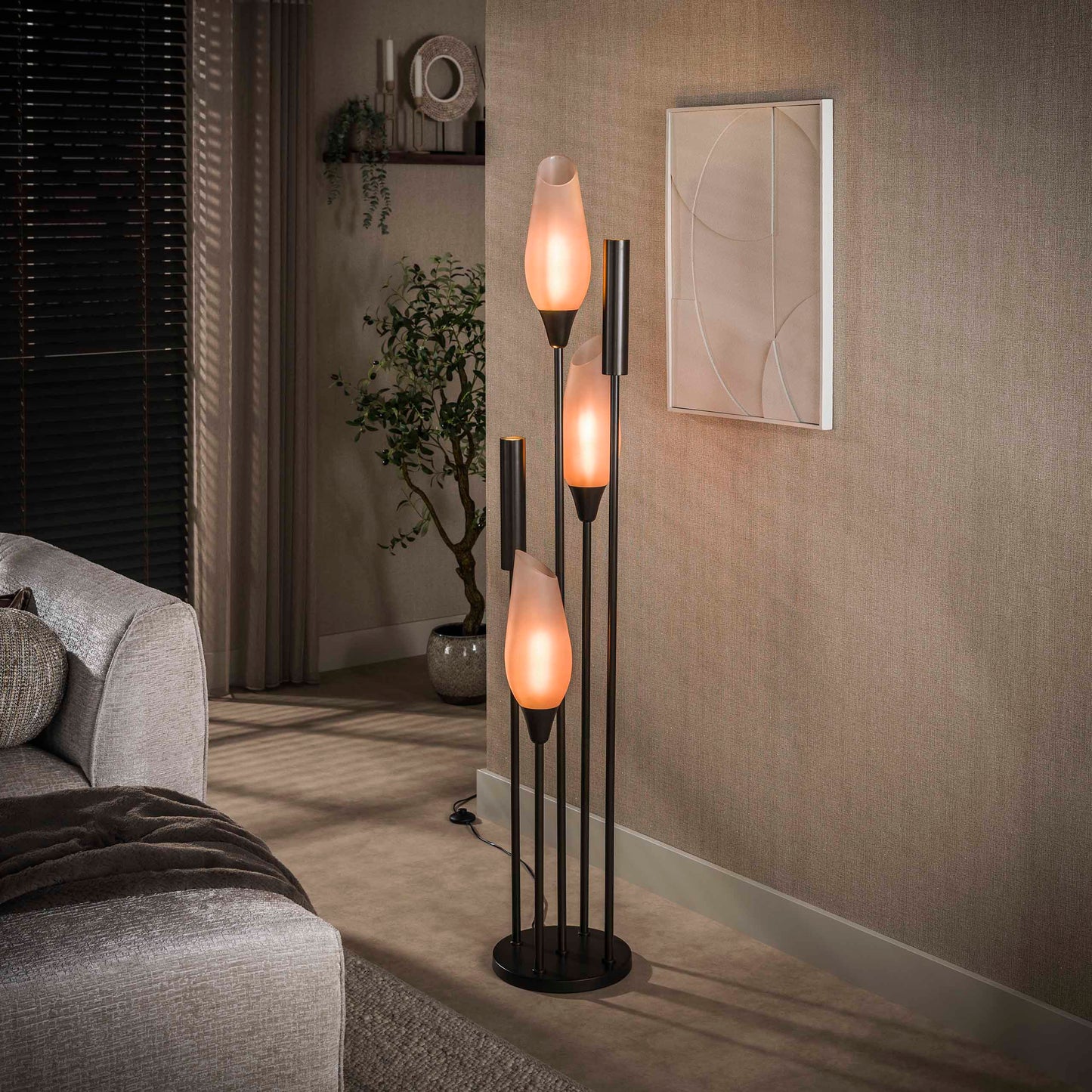 Vloerlamp Cocoon | 5-Lichts | Sienna Bruin-Frosted