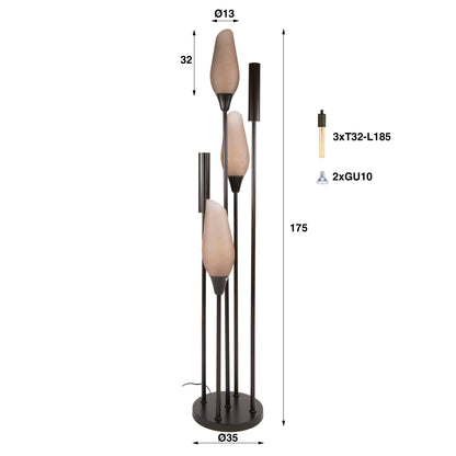 Vloerlamp Cocoon | 5-Lichts | Sienna Bruin-Frosted