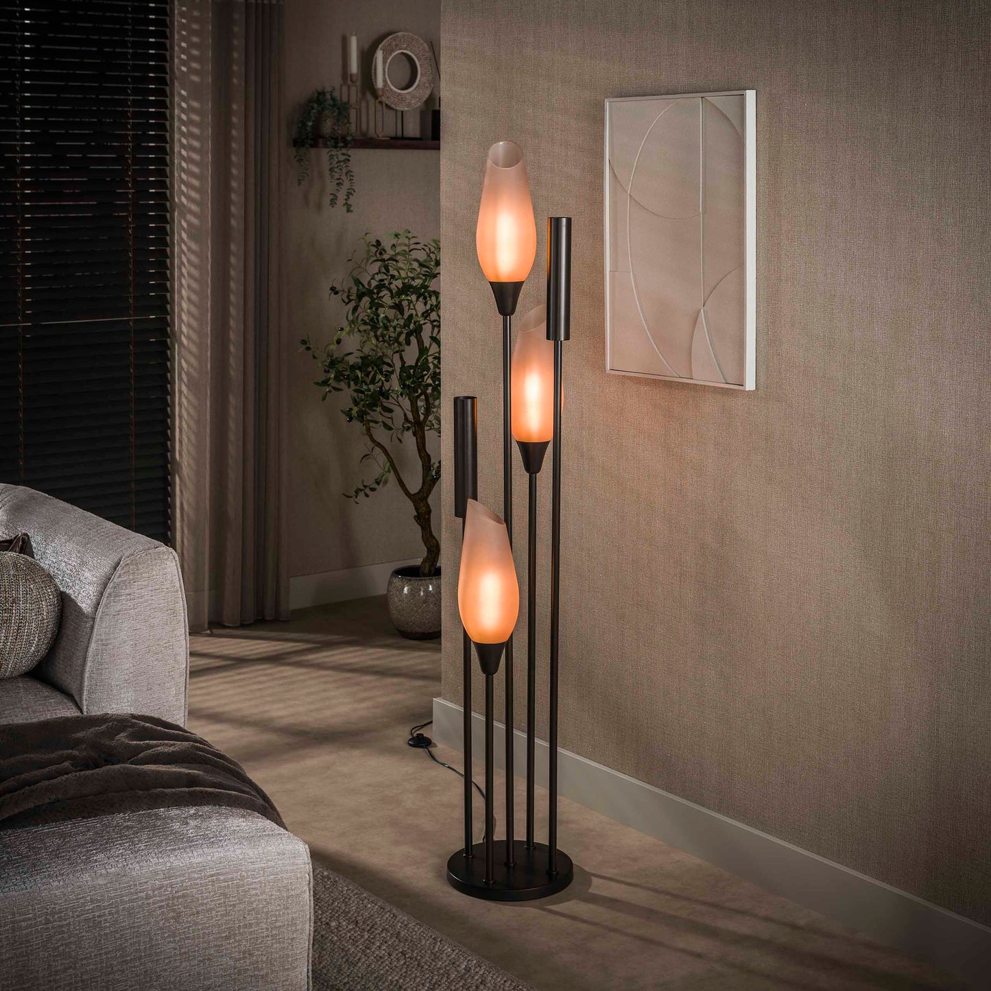 Vloerlamp Cocoon | 5-Lichts | Sienna Bruin-Frosted