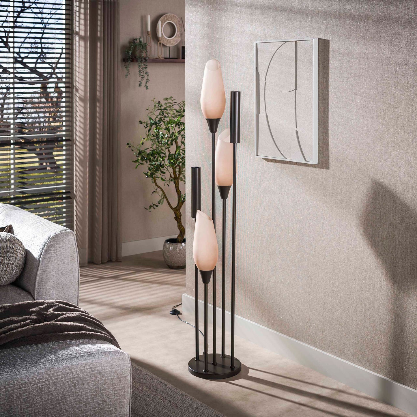 Vloerlamp Cocoon | 5-Lichts | Sienna Bruin-Frosted
