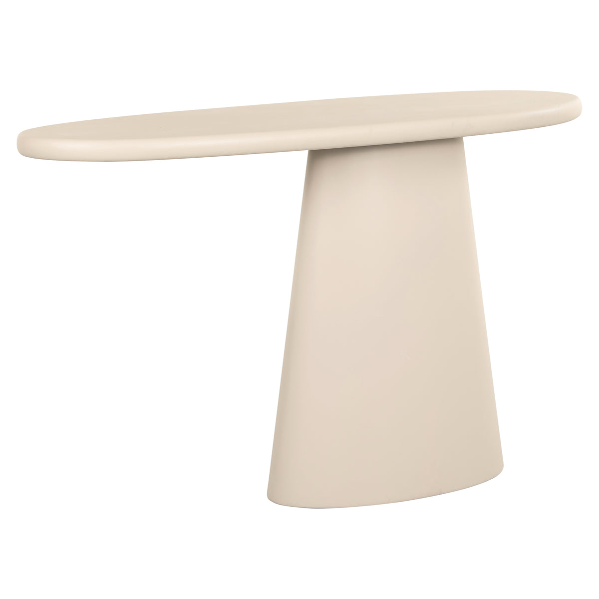Sidetable Clayton beige mdf, schuin vooraanzicht op witte achtergrond