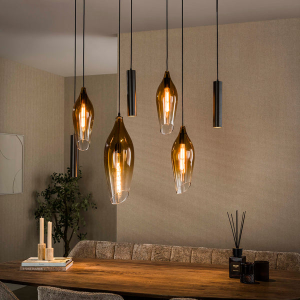 Hanglamp Cocoon Pendel | 7 Lichts | Sienna Bruin-Shaded