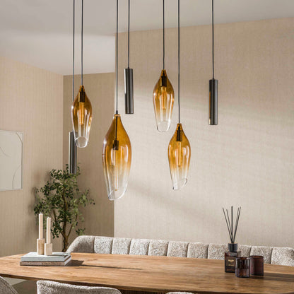 Hanglamp Cocoon Pendel | 7 Lichts | Sienna Bruin-Shaded