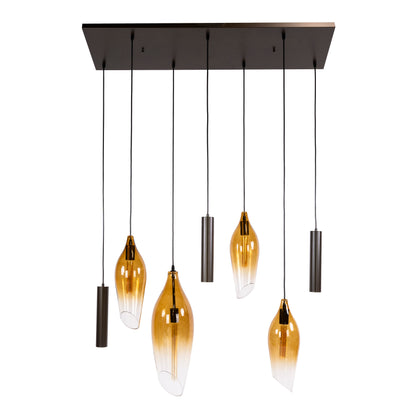 Hanglamp Cocoon Pendel | 7 Lichts | Sienna Bruin-Shaded