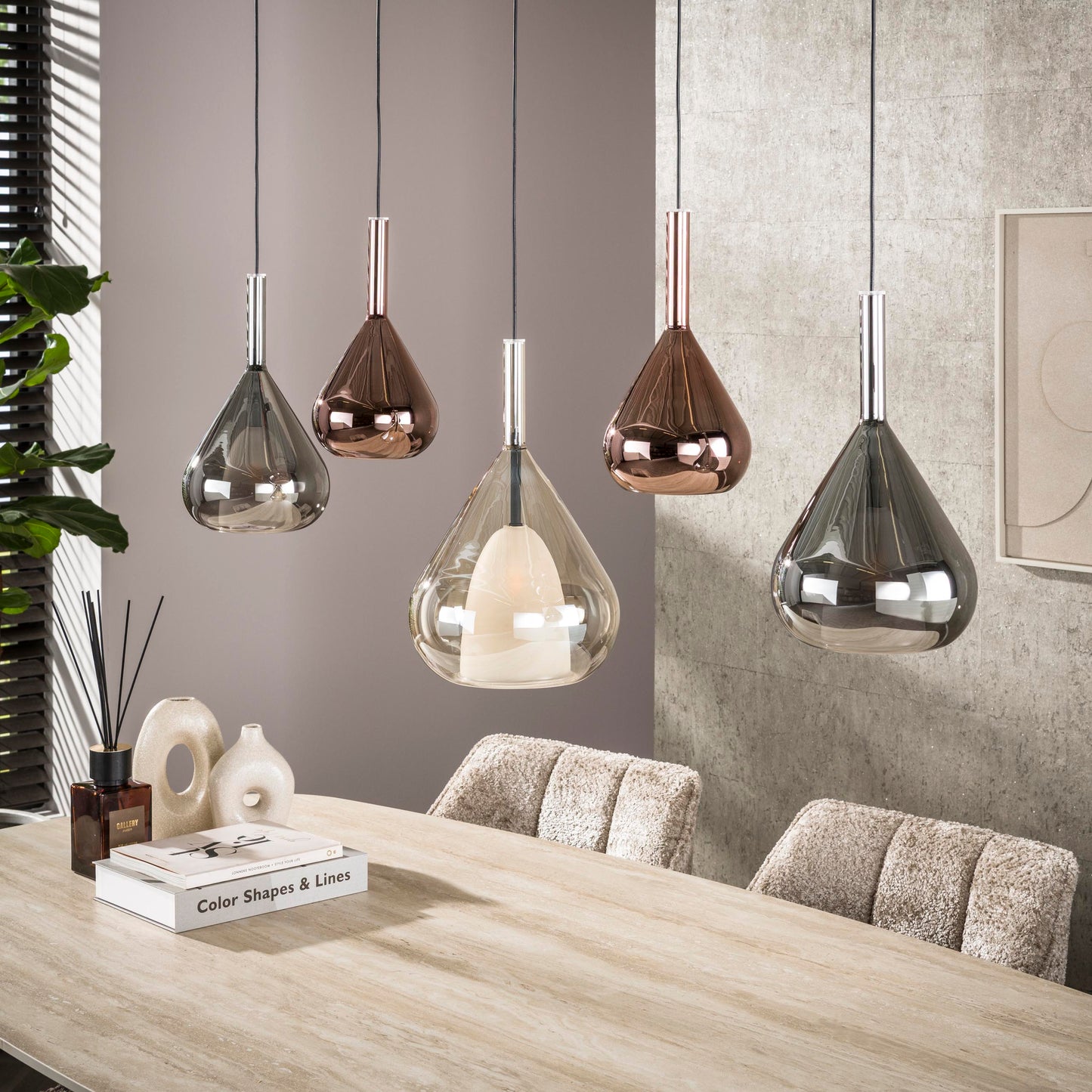 Hanglamp Olyx | Metaal Zwart | 5 lichts