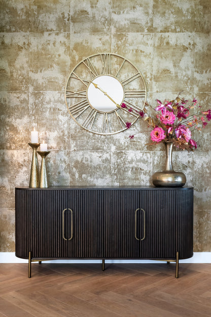 Dressoir Luxor bruin eikenhout, vooraanzicht in een interieur