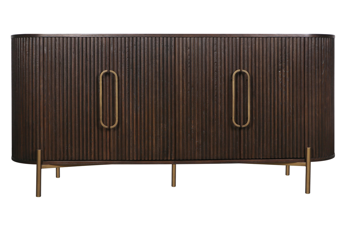 Dressoir Luxor bruin eikenhout, vooraanzicht op witte achtergrond