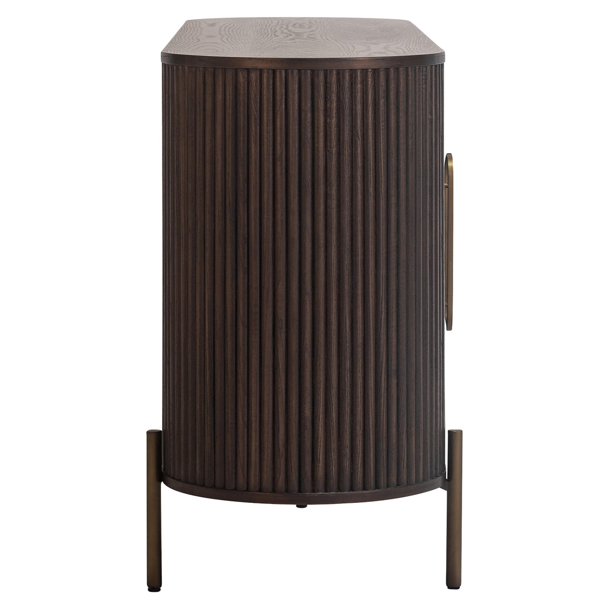 Dressoir Luxor bruin eikenhout, zijaanzicht op witte achtergrond