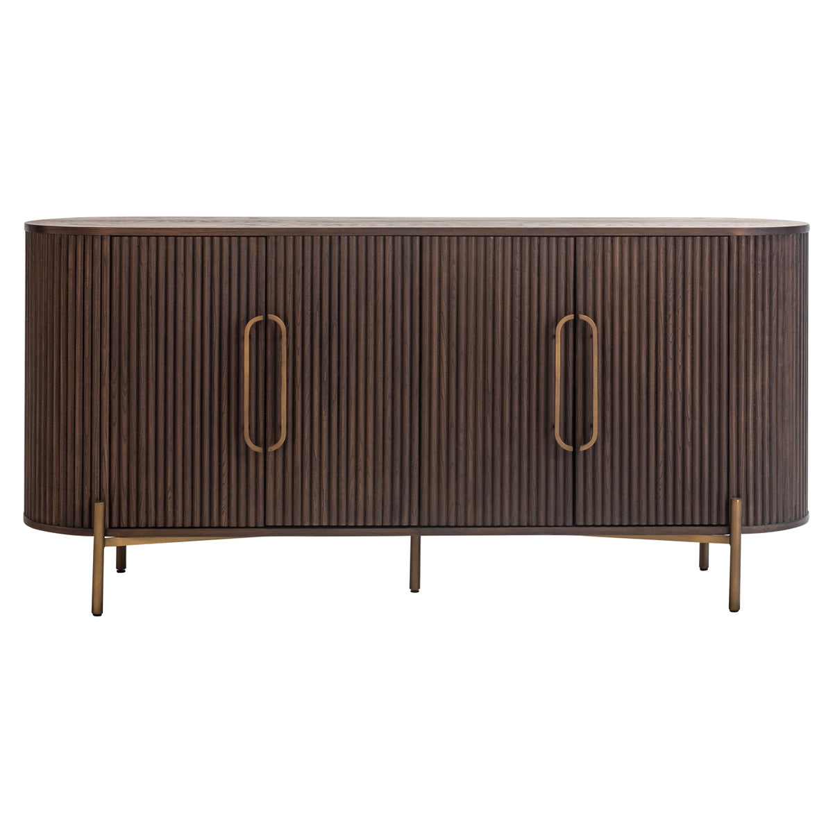 Dressoir Luxor bruin eikenhout, vooraanzicht op witte achtergrond