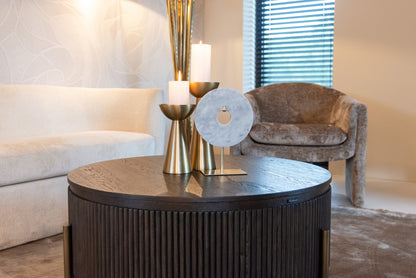 Salontafel Luxor bruin eikenhout, vooraanzicht in een interieur