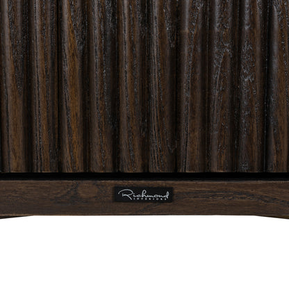 Wandkast Luxor bruin eikenhout, detail van het materiaal