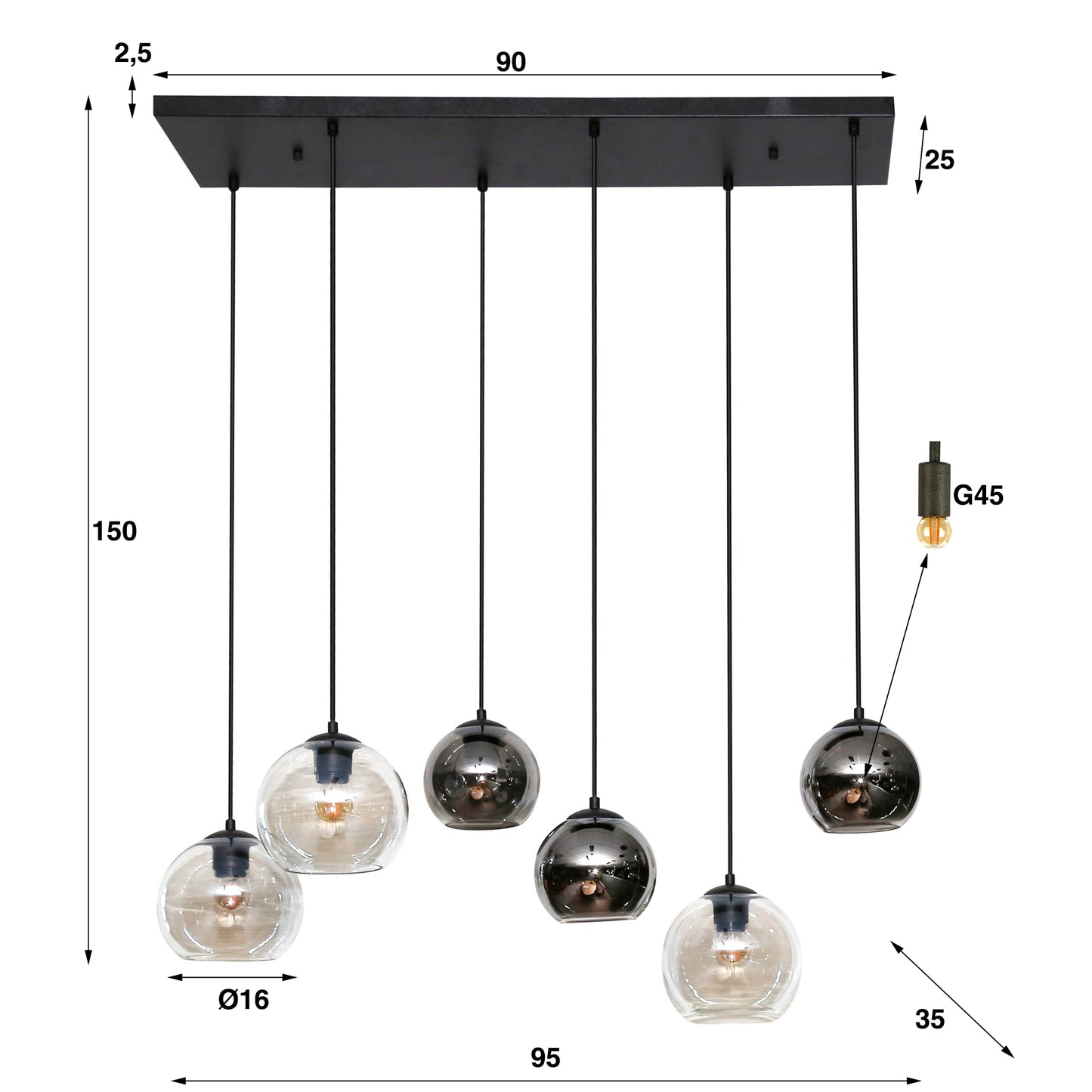 Hanglamp Bicolore | Glas
