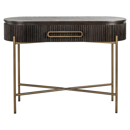 Sidetable Luxor bruin eiken fineer, vooraanzicht op witte achtergrond