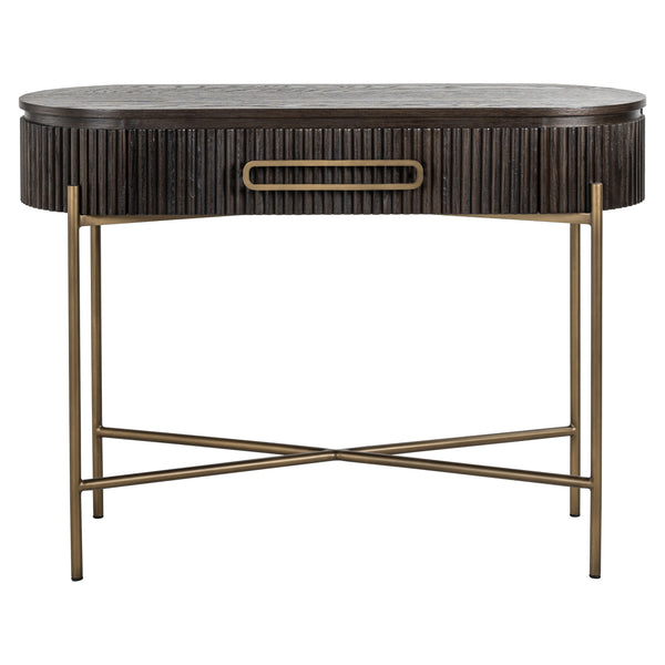 Sidetable Luxor bruin eiken fineer, vooraanzicht op witte achtergrond