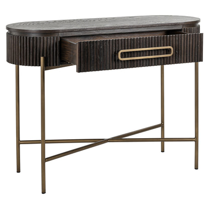 Sidetable Luxor bruin eiken fineer, detail van de functie