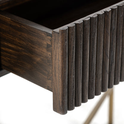 Sidetable Luxor bruin eiken fineer, detail van de functie