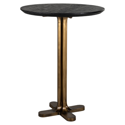 Bartafel Revelin zwart goud metaal ø 81 cm, vooraanzicht op witte achtergrond