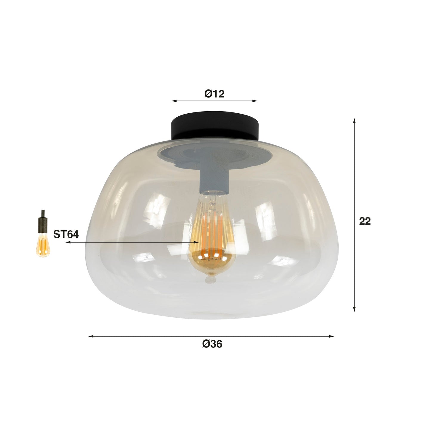 Plafondlamp Nohr | Glas