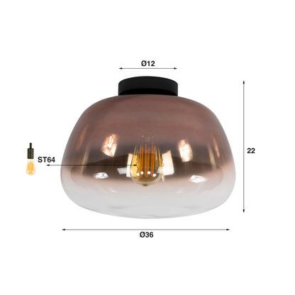 Plafondlamp Nohr | Glas Koper