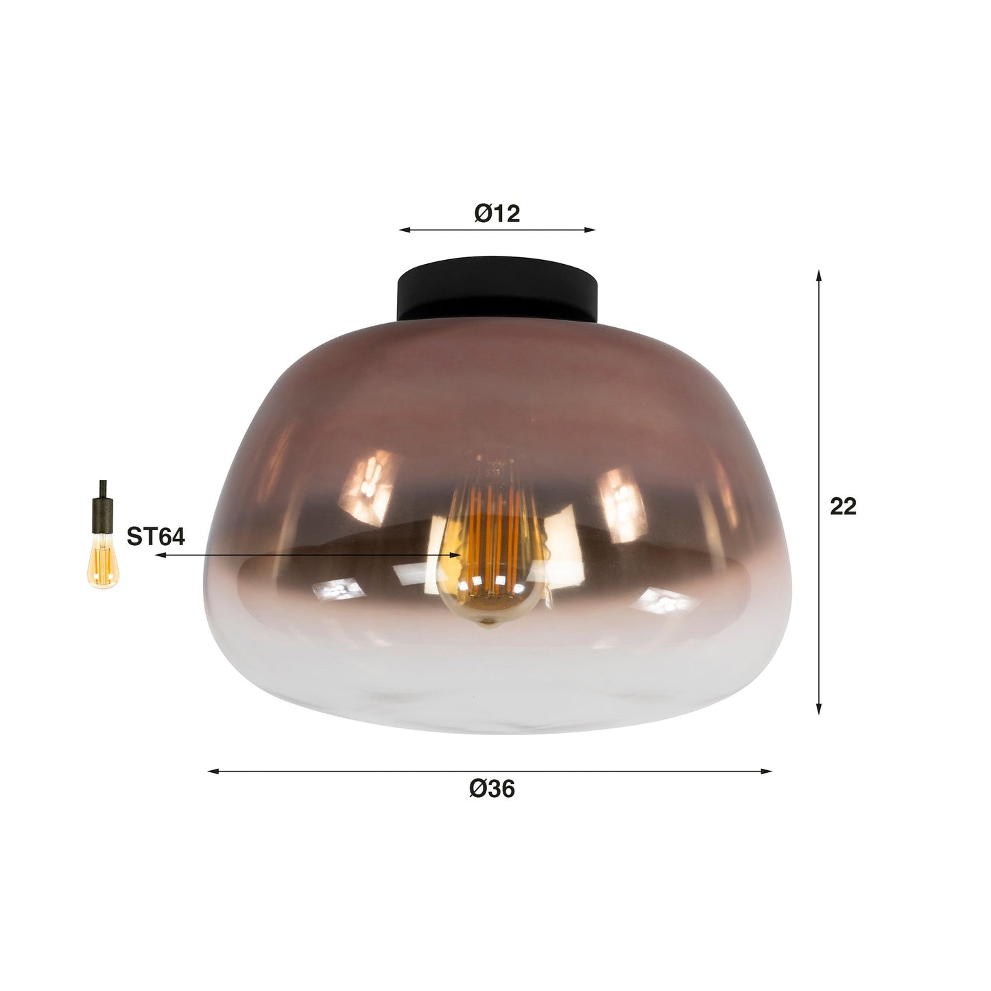 Plafondlamp Nohr | Glas