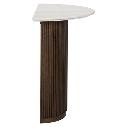 Wandtafel Mayfield wit marmer, zijaanzicht op witte achtergrond