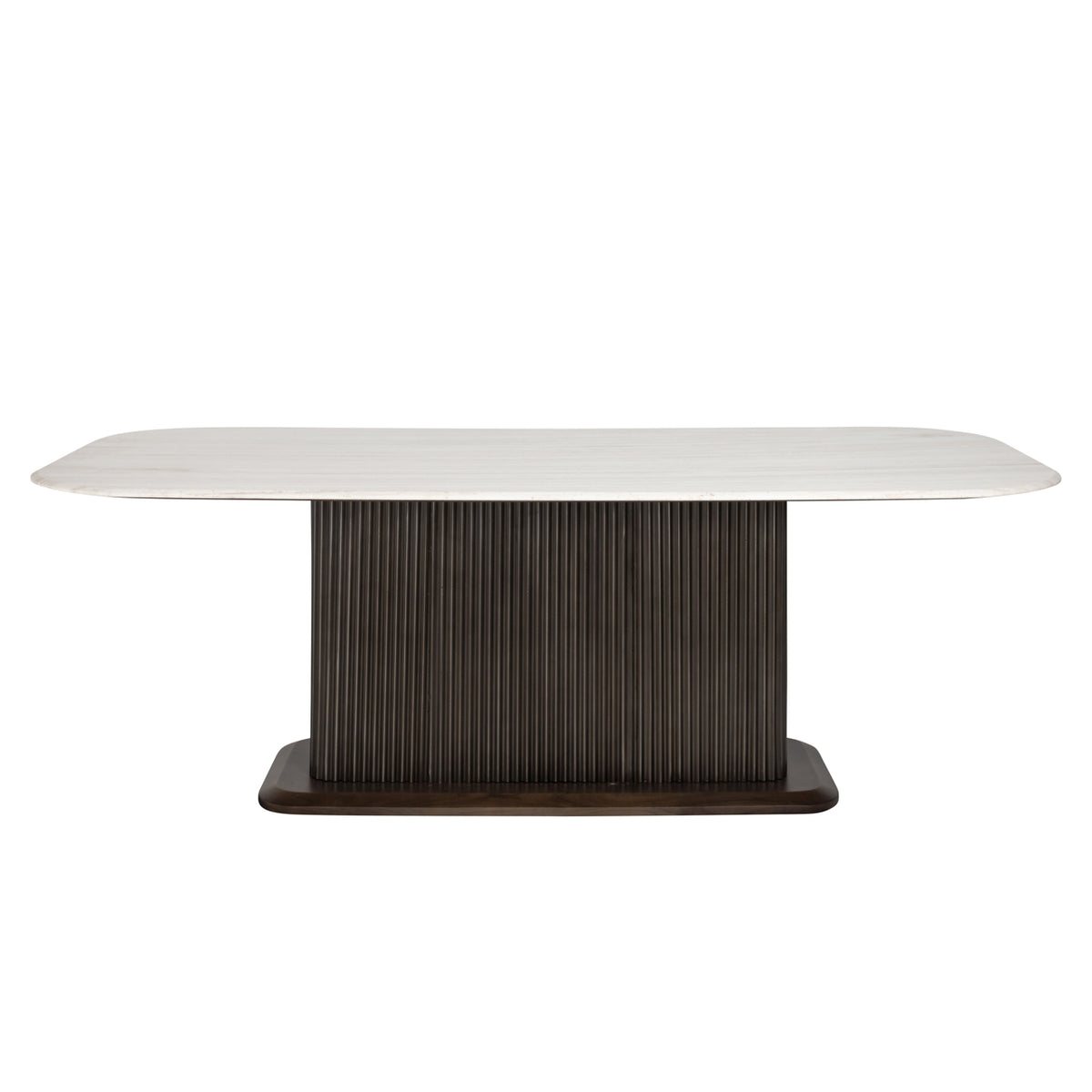 Eettafel Mayfield bruin metaal 230 cm, vooraanzicht op witte achtergrond