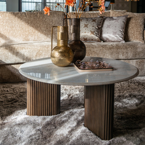 Salontafel Mayfield | Bruin Mangohout | Wit Marmer