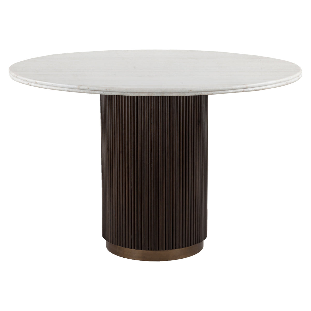 Eettafel Mayfield bruin metaal 120 cm, vooraanzicht op witte achtergrond