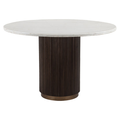 Eettafel Mayfield bruin metaal 120 cm, vooraanzicht op witte achtergrond