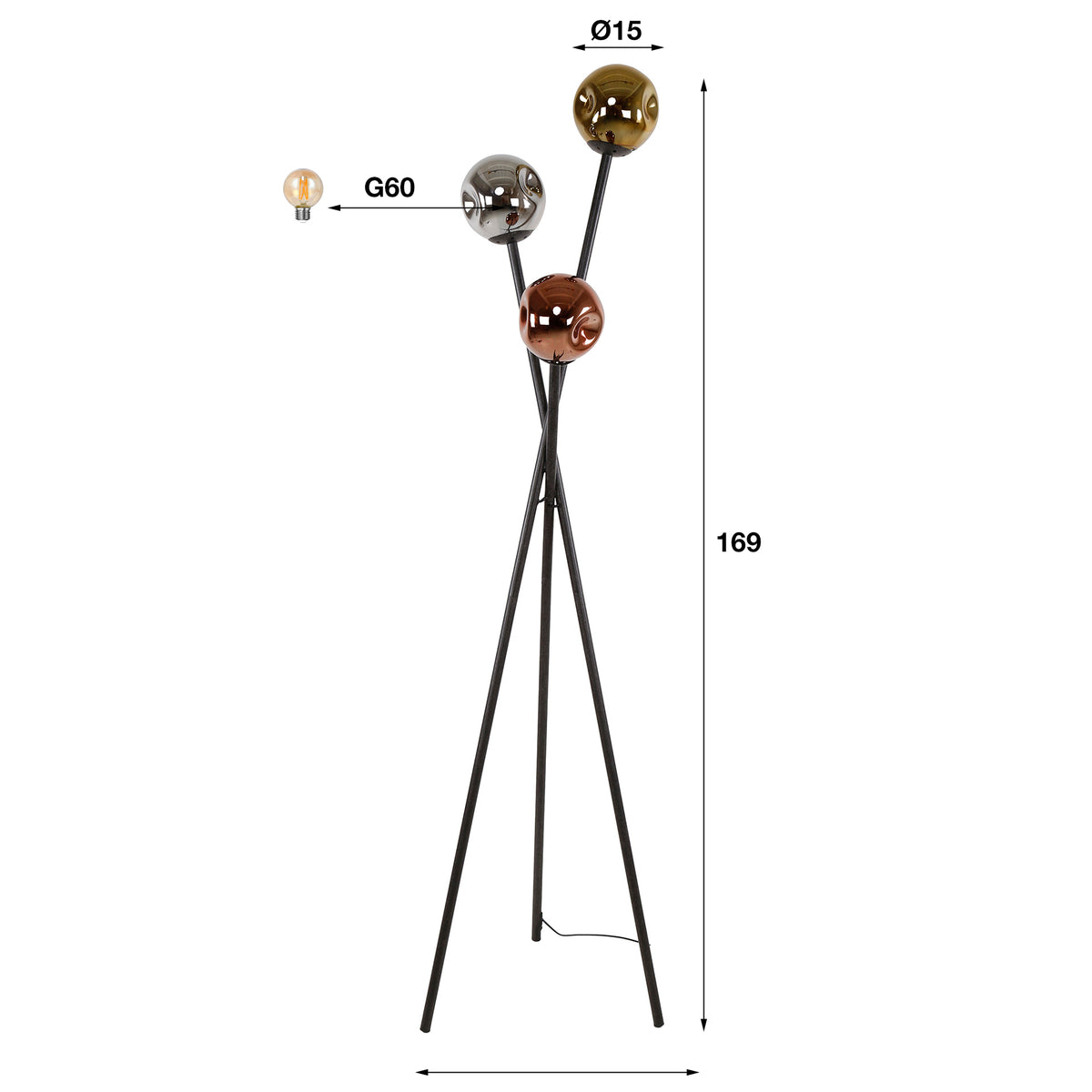 Vloerlamp 3L Molecule Mix Glass
